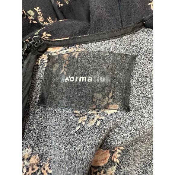 Reformation Rosetti Maxi Dress Black Floral Square Neck Short Sleeve Size 6 - Picture 11 of 13